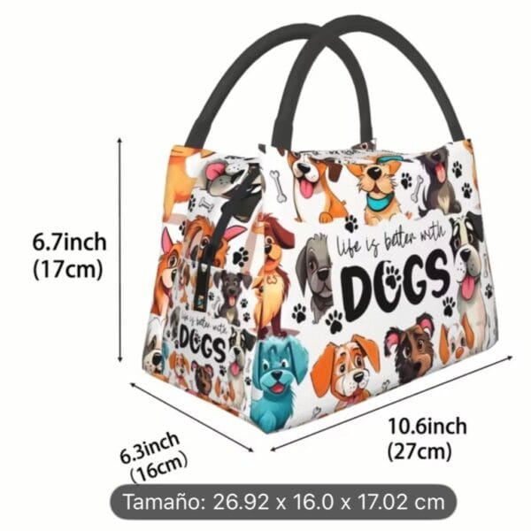 Launch bag (1) Lunch Bag con Diseño de Perros – Bolsa Reutilizable para Alimentos