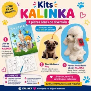 Libro de Colorear + Llavero Pug+ Peluche French Poodle